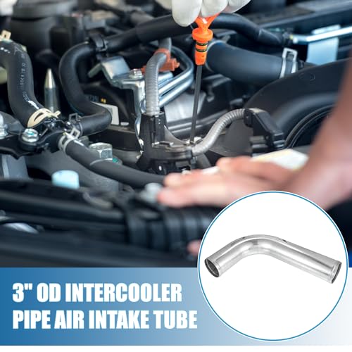 Universal 90 Degree L Shape Bend Elbow Intercooler Pipe Air Intake Tube 3" OD 76mm OD 500mm 19.69" Length Intercooler Pipe Aluminum Alloy - size: 76MM/3.0INCH OD