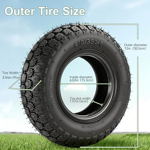 4.10/3.50-6 Tire and Inner Tube,Heavy Duty,Replacement for 4.10-6 13x4.00-6 Tire,Fit for Lawn Mower Hand Truck Wheelbarrow ATV Quad, 2 Pack - color: 4.10/3.50-6 tire＆tube 2pc
