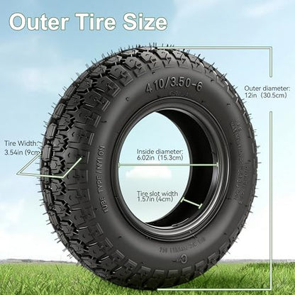4.10/3.50-6 Tire and Inner Tube,Heavy Duty,Replacement for 4.10-6 13x4.00-6 Tire,Fit for Lawn Mower Hand Truck Wheelbarrow ATV Quad, 2 Pack - color: 4.10/3.50-6 tire＆tube 2pc