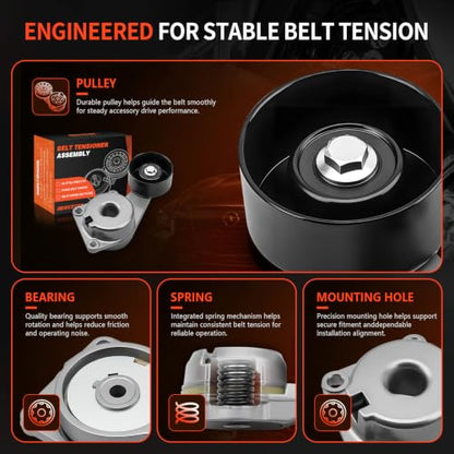 38133 Belt Tensioner w/Pulley for Ford E-150 F-150 Expedition - size: 38133
