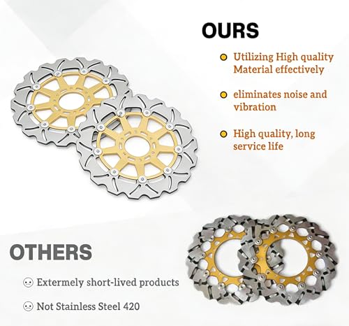 Front Rear Brake Disc Rotors Pads for HONDA CBR 600 F3 CBR600F3 1995-1998 - color: Gold