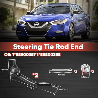 2PCS Front Outer Tie Rod Ends ES800357 ES800358 LH & RH, Tie Rod End Kit Fit for Nissan Altima Maxima Murano 2007-2018 - size: ES800357 ES800358