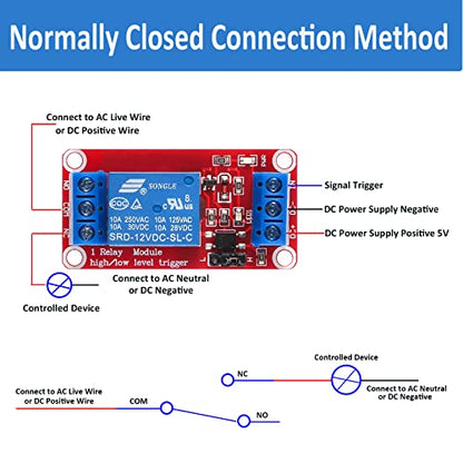 4pcs DC 5V Relay Module - 1 Channel Relay Switch Board with Optocoupler Isolation, High or Low Level Trigger - color: 5V-4pcs