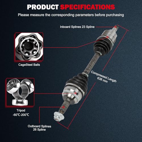 CCIYUFront- CV Axle Shaft Assembly for Toyota for Corolla 2003-2008 665218 - size: 17-9894