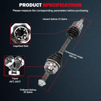 CCIYUFront- CV Axle Shaft Assembly for Toyota for Corolla 2003-2008 665218 - size: 17-9894