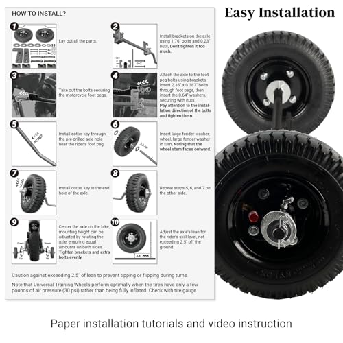 AR-PRO Dirt Bike Training Wheels, Compatible with PW50, CRF50, 50cc Bikes - color: Black & Black