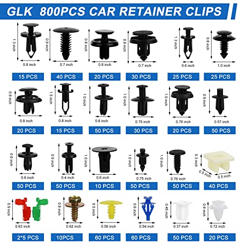 835 PCS Car Push Retainer Clips and Plastic Fasteners Kit - 24 Sizes Nylon Bumper Fender Clips Plastic Rivets with Fasteners Removal Tool for Toyota GM Ford Honda Acura Chrysler - color: orange