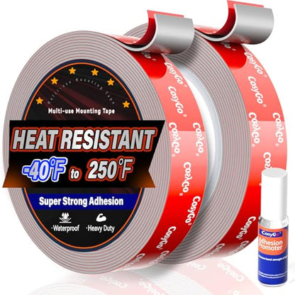 Heavy Duty Permanent Bond Double Sided Tape, Heat Resistant 2-Rolls - size: 5/8" / 15mm Width - 2 Rolls
