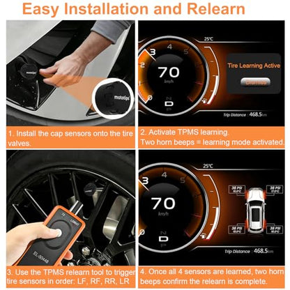 TPMS Sensor GM Tire Pressure Monitoring Sensor Set of 4 with Relearn Tool