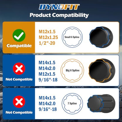 Dynofit 6 Spline Tuner Lug Nuts Key,with 19mm and 21mm Hex,for 1/2" M12 Nut - color: Black, size: 6 Spline with Hex 3/4" and 13/16"