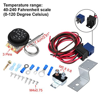 X AUTOHAUX 12V Electric Radiator Fan Thermostat Controller Kit