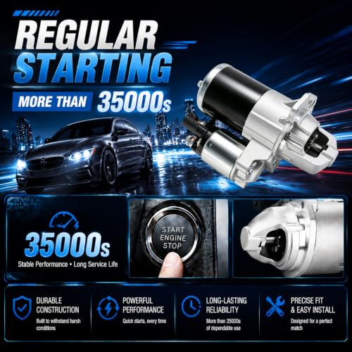 17986 Starter Compatible with Chevy Traverse 08-17,Impala 12-20,GMC Acadia 07-16,Buick Enclave Lacrosse,Cadillac SRX XTS STS,Pontiac Saturn Suzuki,3.0L 3.6L V6,12V 1.4KW 12Teeth,Replaces# 12645298 - size: 17986