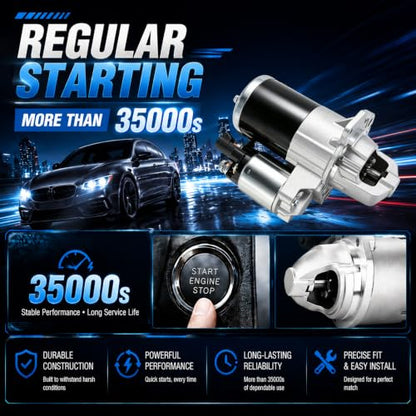 17986 Starter Compatible with Chevy Traverse 08-17,Impala 12-20,GMC Acadia 07-16,Buick Enclave Lacrosse,Cadillac SRX XTS STS,Pontiac Saturn Suzuki,3.0L 3.6L V6,12V 1.4KW 12Teeth,Replaces# 12645298 - size: 17986