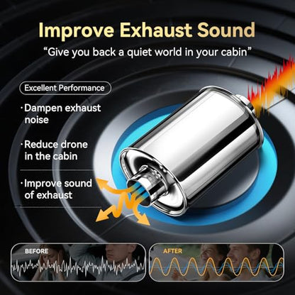 Resonator, 3'' Inlet & Outlet Ultra Quiet Resonator, 304 Stainless Steel Performance Exhaust Muffler