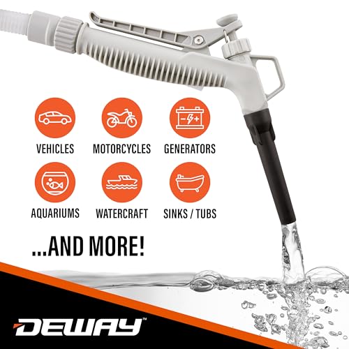 Deway Fuel Transfer Pump, Adjustable Flow Nozzle, 3.8 GPM, 51in Hose - style: Hand-Trigger Nozzle