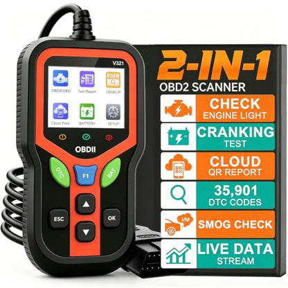 OBD2 Scanner, Check Engine Light Code Reader with Battery Test