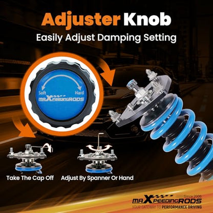 maXpeedingrods Coilovers for Toyota Rav4 2006-2012, 24 Levels Damper Adjustable Coilovers Suspension Kit, Height Adjustable Shock Absorber T6 Upgraded Lowering Kits Blue