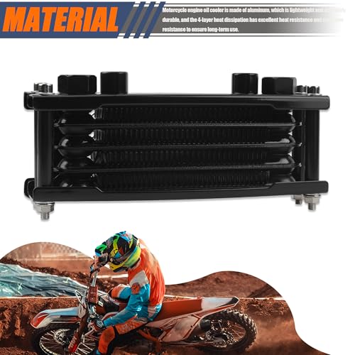 Motorcycle Oil Cooler,Engine Cooling Radiator Compatible with 50cc 70cc 90cc 110cc 125cc 140cc ATV Go Kart Off Road-Black - color: Black