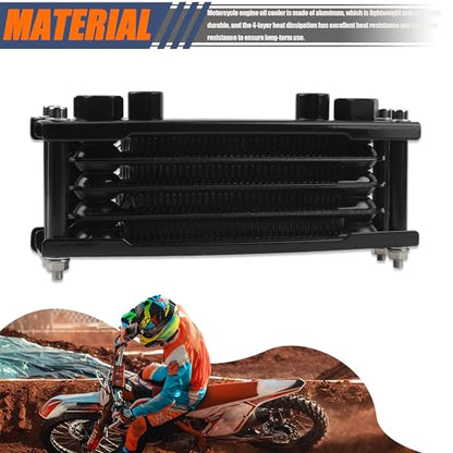 Motorcycle Oil Cooler,Engine Cooling Radiator Compatible with 50cc 70cc 90cc 110cc 125cc 140cc ATV Go Kart Off Road-Black - color: Black