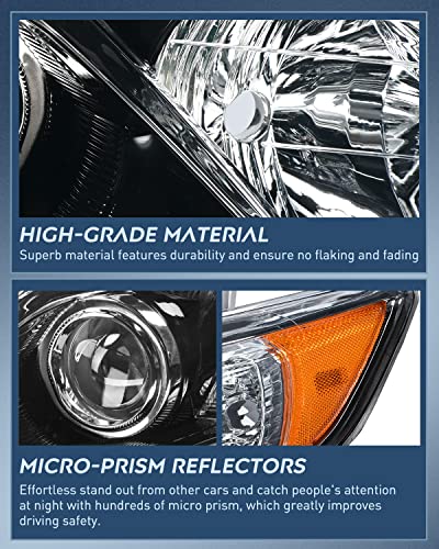 Nilight Headlight Assembly Compatible with Toyota Camry 2012-2014 - color: Black Housing+ Amber Reflector, size: Fit 2012-2014 Camry