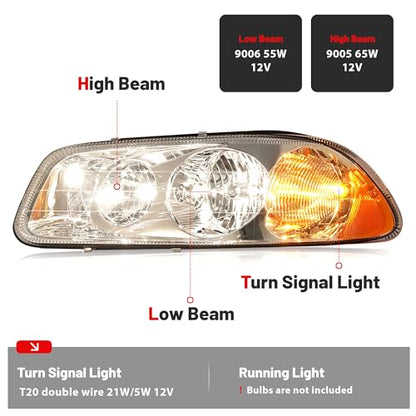 HECASA Halogen Headlight w/Bulbs Compatible with CX CXN CXU GU4 GU5 GU7 GU8 - color: Clear Lens+Chrome Housing, size: Left