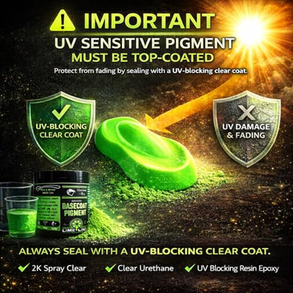 LiME LiNE Bright 90's Neon Basecoat Maker Pigment Powder, Automotive Grade Basecoat (Bright 90s Neon Yellow) - color: Bright 90's Neon Yellow