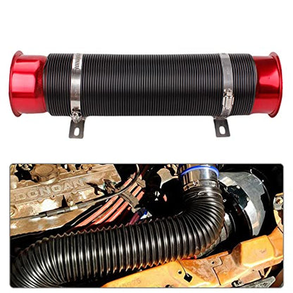 BARTOO 3" Turbine Intake Pipe Adjustable Cold Air Intake Pipe Tube Red - color: Red