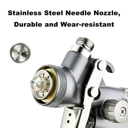 V Shaped Plum Blossom Gap Nozzle,HVLP Air Spray Gun 1.3mm Slit Nozzle & 1.7mm Nozzle，Air Spray Paint Gun with 600cc Cup, Automotive Paint Sprayer for Touch Up, Primer, Top Coat