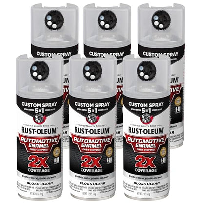 Rust-Oleum 2X Automotive Enamel 5-in-1 Spray Paint, Gloss Clear - color: Gloss Clear, size: 12 Ounce (Pack of 6)