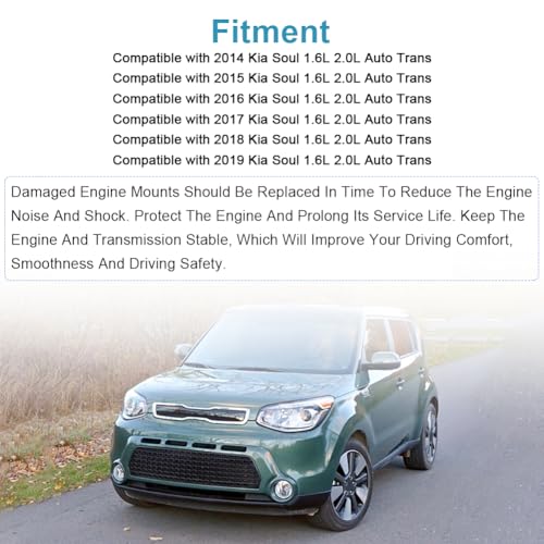 Engine Motor Transmission Mount Replacement for 14-19 Kia Soul 1.6L 2.0L - size: 3PCS-Compatible with 2014-2019 Soul 1.6L& 2.0L
