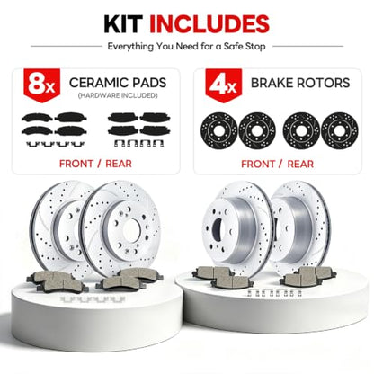 Acinoparts Front and Rear Brake Kit for 2006 2007 2008 2009 2010 Chevrolet - size: ABK5512655125