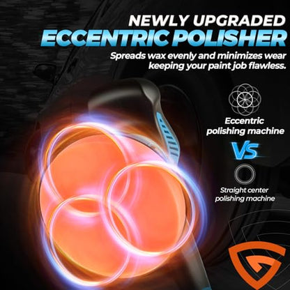 Cordless Car Polisher, 21V Car Buffer with 2x 2000mAh Batteries