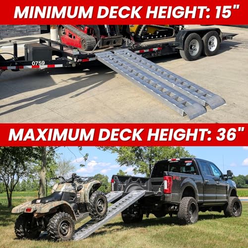 GEN-Y Hitch Heavy Duty Aluminum Loading Ramps - Set of 2, 14 Feet Long x 15 Inches Wide, 8000 LBS Capacity, Hybrid Hook and Plate Ends, Serrated Cross Rungs for Maximum Traction - size: 14'