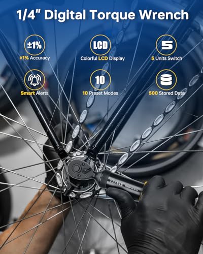 Digital Torque Wrench 1/4" Drive, 1.1-22.1 Ft-lb/1.5-30 N.m (±1% Accuracy) - size: 1/4" 12 PC