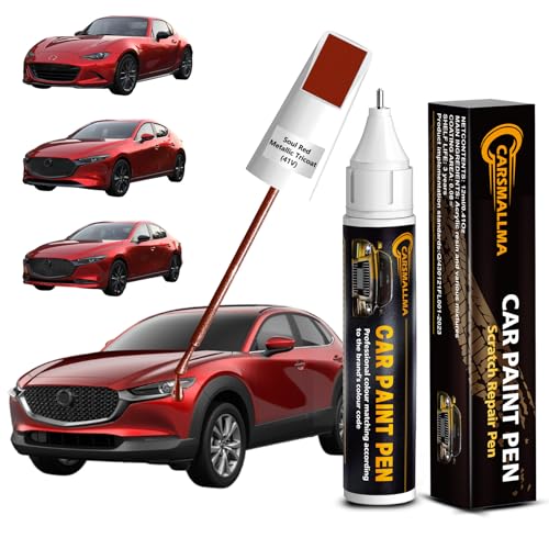 41V Soul Red Metallic Tricoat Car Touch Up Paint for Mazda, Color Accurate Car Paint Scratch Repair Pen Kit Quick & Easy Fix Vehicle Chips and Automotive Nicks Scuff - color: 41V Soul Red Metallic Tricoat for 3/6/CX-3/CX-5/CX-9/MX-5-Miata, style: Mazda