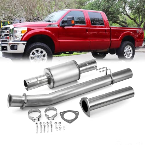 Stainless Steel Exhaust Pipes Kit + Muffler for 2011-2023 Ford F-250 F-350 F-450 SuperDuty Pickup Truck 6.7L 4" Powerstroke Diesel - size: for 2011-2023 F-250 F-350 F-450