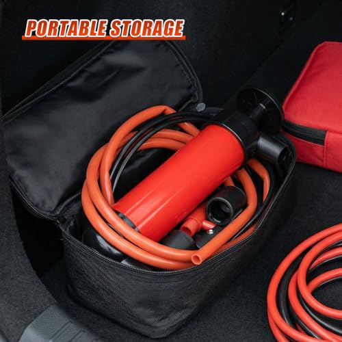 Craedli Multi-Use Siphon Fuel Transfer Pump Kit, Manual Fluid Transfer Pump Automotive Hand Fuel Pump for Gas Oil and Liquids, Portable Oil Extractor Accessories for Fish Tank, Lawn Mower, Boat (Red)
