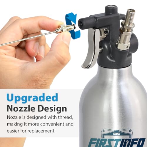FIRSTINFO 1000 mL Aluminum Refillable Pressure Fluid Spray Can, 140 PSI - size: 33.8 Ounces w/ 2 Nozzles