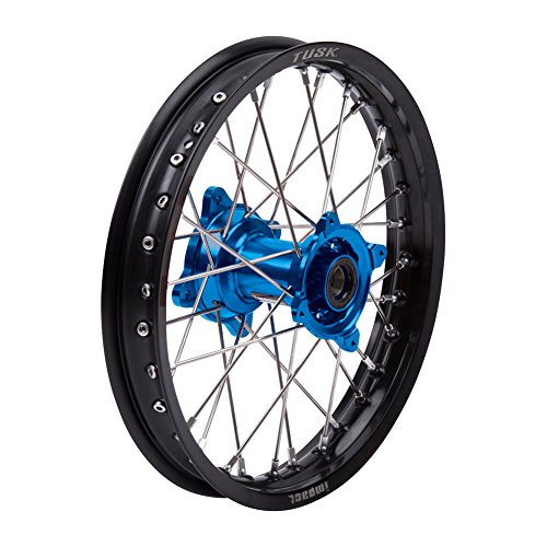 Tusk 01-KR-18516-12 Impact Complete Wheel - Rear 16 x 1.85 Black Rim/Silver Spoke/Blue Hub