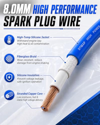 10PCs Ignition Spark Plug Wires Set 8MM Fit for Ford F150 Mustang 5.0L 5.8L