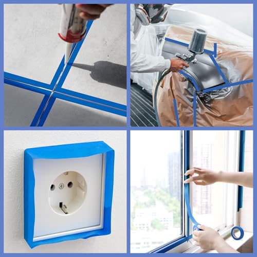 5Rolls Blue Painters Tape 30MM × 55Yd Wide Blue Masking Tape for Painting - size: 1.2inch-5rolls