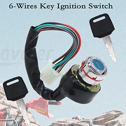 6 Wires Key Ignition Switch Replacement Parts Fit for Kazuma Meerkat 50cc Falcon 90cc 110cc 125cc RedCat Roketa Chinese ATV Go Karts Etc.
