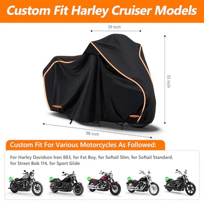 420D Cotton Lining Waterproof Motorcycle Cover for Harley Davidson Cruiser - size: for Cruiser Models