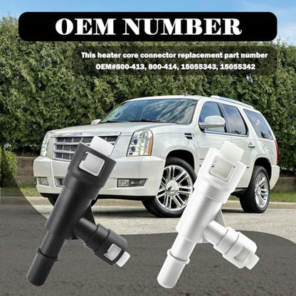 2PCS Car Heater Hose Connector Replacement OEM#15055343,T-Shape Heater Core Connector Compatible with Cadillac Chevrolet GMC,Waterproof Heaters Hose Fitting Car Accessories