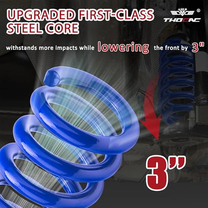 3'' Front Lowering Coil Springs Compatible with 1963-1987 Chevy C10 GMC C15 2WD, Bolt-On Powder Coated Drop Coils Front Suspension Kit (Blue) - color: blue, size: 1963-1987 C10 C15