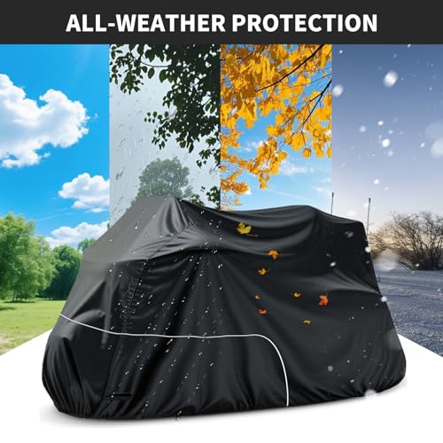 Motorcycle Cover Heavy Duty 300D Waterproof for Touring Ultra - color: Black