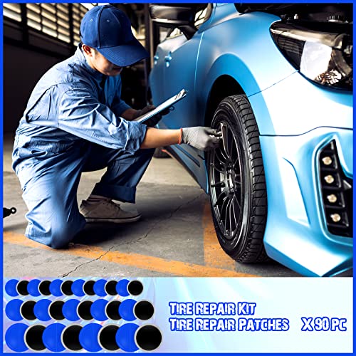 Tallew 90 Pieces Tire Repair Patch Tube Patch Auto Tire Repair Tool Natural Rubber Tyre Puncture for Car Truck Bike Motorcycle Wheel 32 mm 42 mm 58 mm