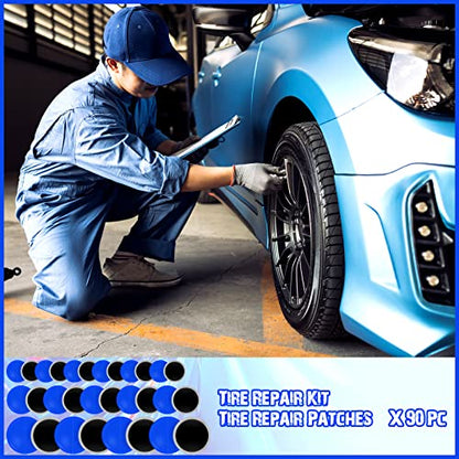 Tallew 90 Pieces Tire Repair Patch Tube Patch Auto Tire Repair Tool Natural Rubber Tyre Puncture for Car Truck Bike Motorcycle Wheel 32 mm 42 mm 58 mm