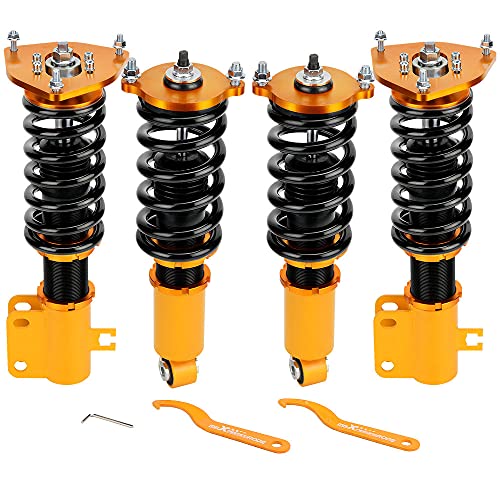 maXpeedingrods Coilovers for Subaru Legacy 2000-2004 BE Sedan, Height Adjustable Coil-over Suspension Kit, Preset Damping Shock Absorber Struts Lowering Kit Gold