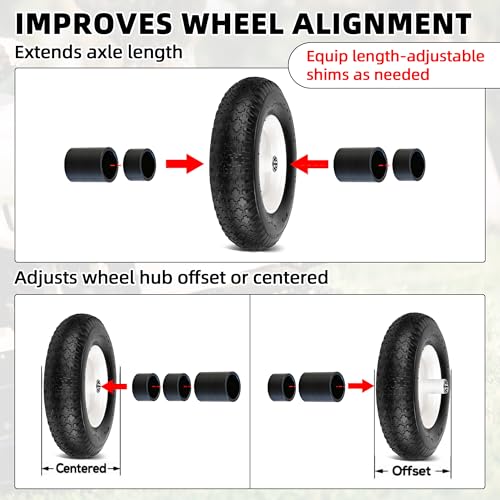 AR-PRO Wheel Hub Spacers – Nylon 5/8" Axle Spacer Kit, Combo Pack with 4 x 1/2in and 2 x 1in Extension Sleeves for Hand Trucks, Dollies, Utility Carts, Wagons - size: 5/8" Bore